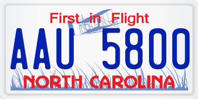 NC license plate AAU5800