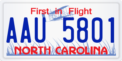 NC license plate AAU5801