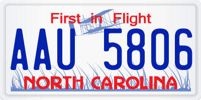 NC license plate AAU5806
