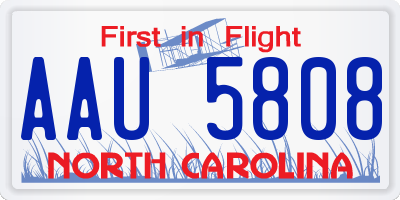 NC license plate AAU5808