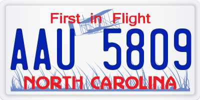 NC license plate AAU5809