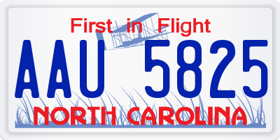 NC license plate AAU5825