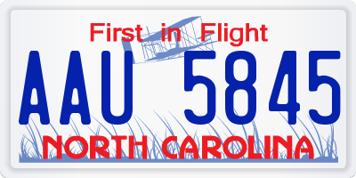 NC license plate AAU5845