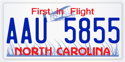 NC license plate AAU5855