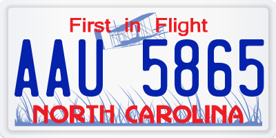 NC license plate AAU5865