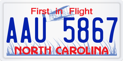 NC license plate AAU5867