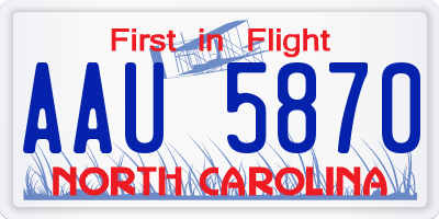 NC license plate AAU5870