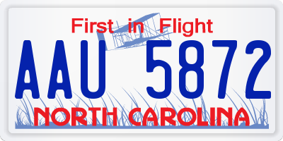 NC license plate AAU5872
