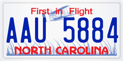NC license plate AAU5884