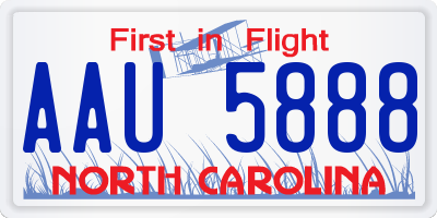 NC license plate AAU5888