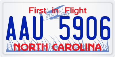 NC license plate AAU5906