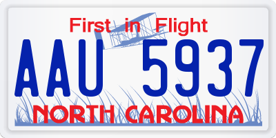 NC license plate AAU5937