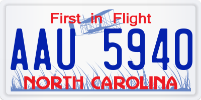NC license plate AAU5940