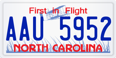 NC license plate AAU5952