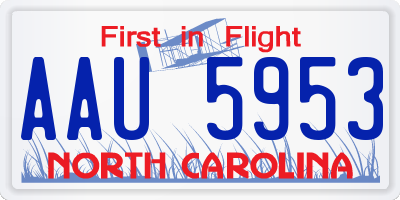 NC license plate AAU5953