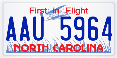 NC license plate AAU5964