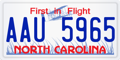 NC license plate AAU5965