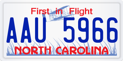 NC license plate AAU5966