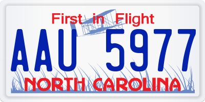 NC license plate AAU5977
