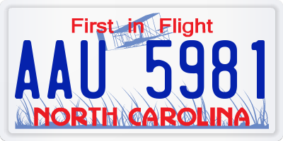 NC license plate AAU5981