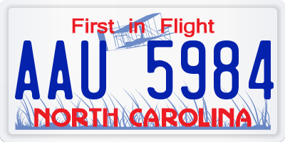 NC license plate AAU5984