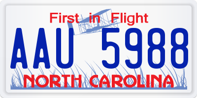 NC license plate AAU5988