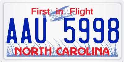 NC license plate AAU5998