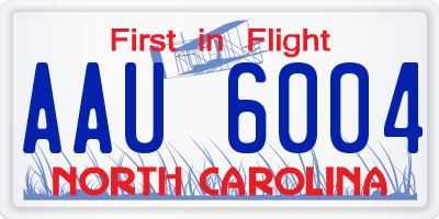NC license plate AAU6004