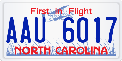 NC license plate AAU6017