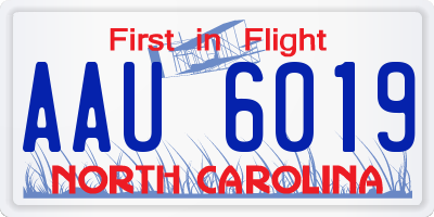 NC license plate AAU6019