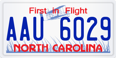 NC license plate AAU6029