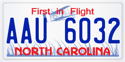 NC license plate AAU6032
