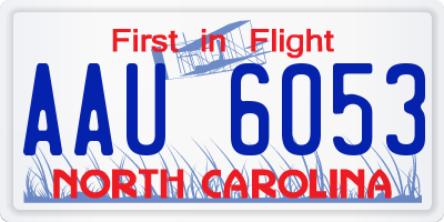 NC license plate AAU6053