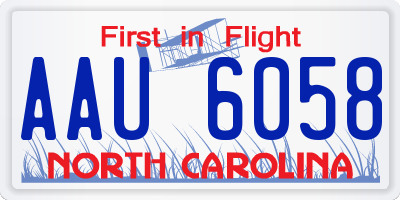 NC license plate AAU6058