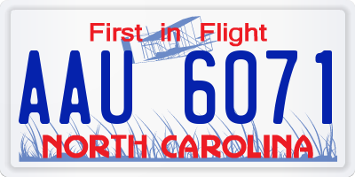 NC license plate AAU6071