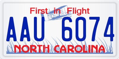 NC license plate AAU6074