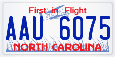 NC license plate AAU6075