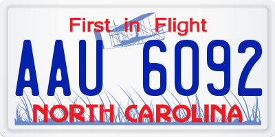 NC license plate AAU6092