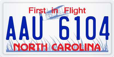 NC license plate AAU6104