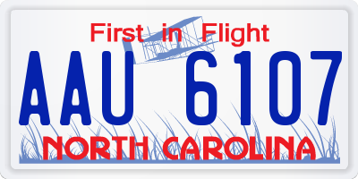 NC license plate AAU6107