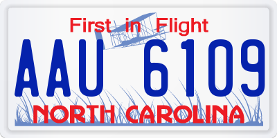 NC license plate AAU6109