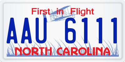 NC license plate AAU6111