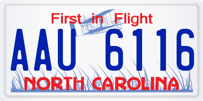 NC license plate AAU6116