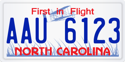 NC license plate AAU6123