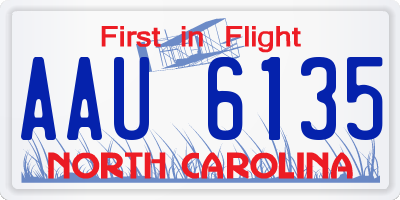 NC license plate AAU6135