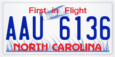 NC license plate AAU6136