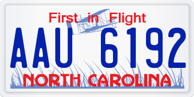 NC license plate AAU6192