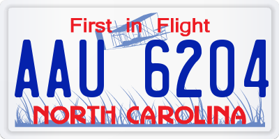 NC license plate AAU6204