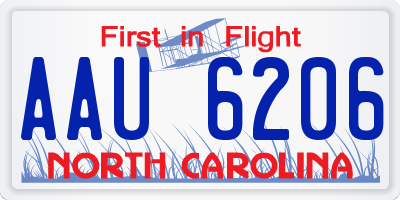 NC license plate AAU6206