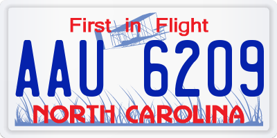 NC license plate AAU6209